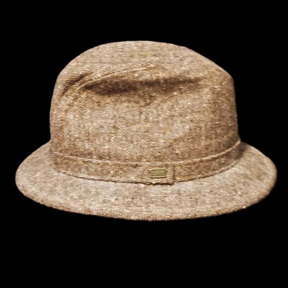 Totes Vintage Brown Tweed Wool Blend Fedora Hat Men’s Medium - Picture 3 of 8